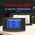 100A AC80-260V ЖК-дисплей Дисплей цифровой амперметр электронная нагрузка Напряжение Мощность фактор счетчик энергии с Разделение CT Вольтметр Амперметр