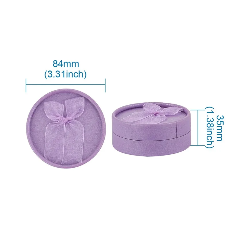 

12pcs Mixed Color Round Cardboard Bracelet Box Sponge inside Bowknot for Jewelry Package Party Gift Box 8.4x3.5cm