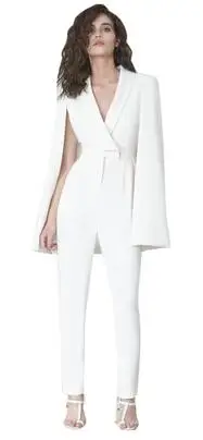 Элегантный женский белый комбинезон шаль кимоно топы длинные штаны боди Женская