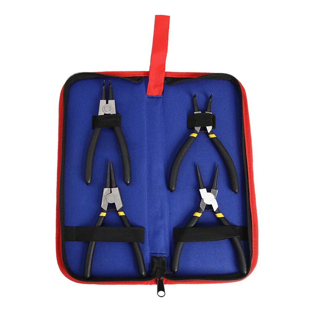 

Electrician Repair Hand Tools Multi Tools 4pcs Retaining Clip Circlip Pliers Internal External Straight Curved Snap Ring