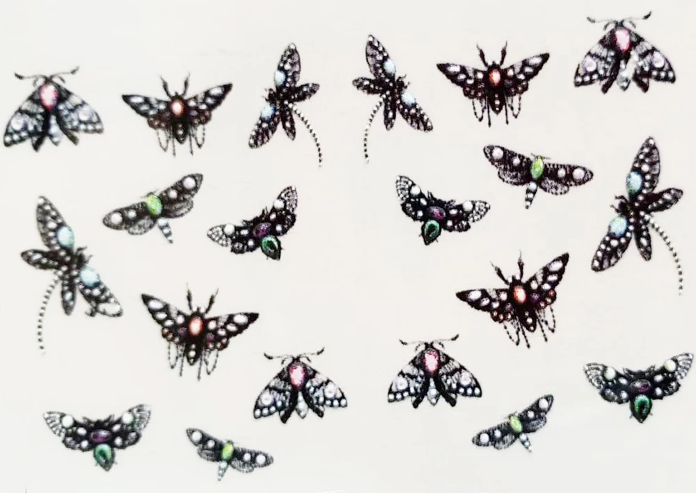 3D новые акриловые гравированные наклейки для ногтей черная линия форма капли