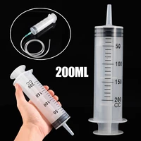 1 set 200ml large capacity syringe reusable pump measuring syringe inlet pump oil measuring 1m silicone tube
