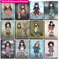 full square with ab drill embroidery mosaic 5d diy round diamond painting kits cartoon little girl doll home decor christmas art