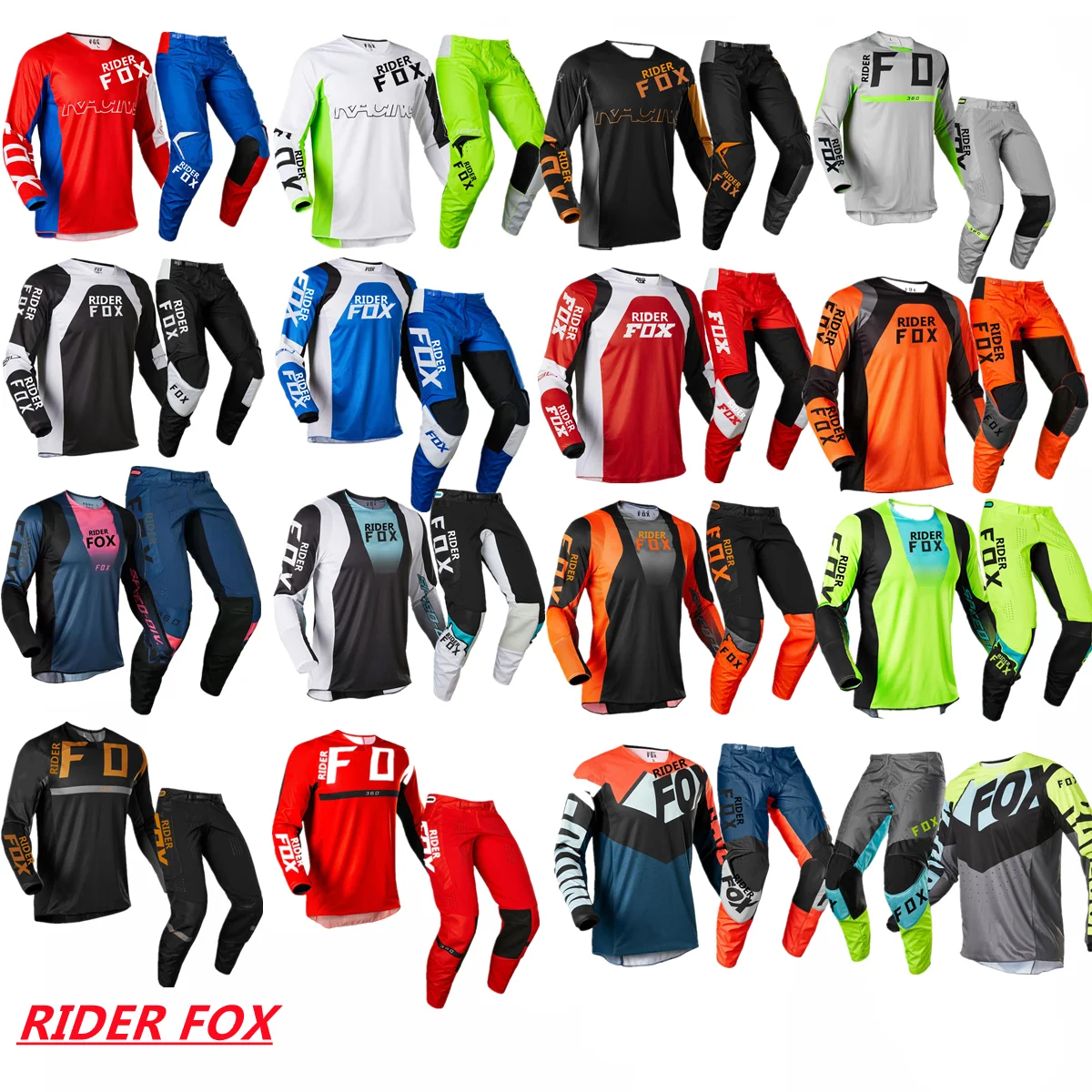 

New Arrival 2022 Motogpfox suit RiderFox 180/360 motocross jersey and pants set mx bmx motorbike clothing dirt bike geare vj