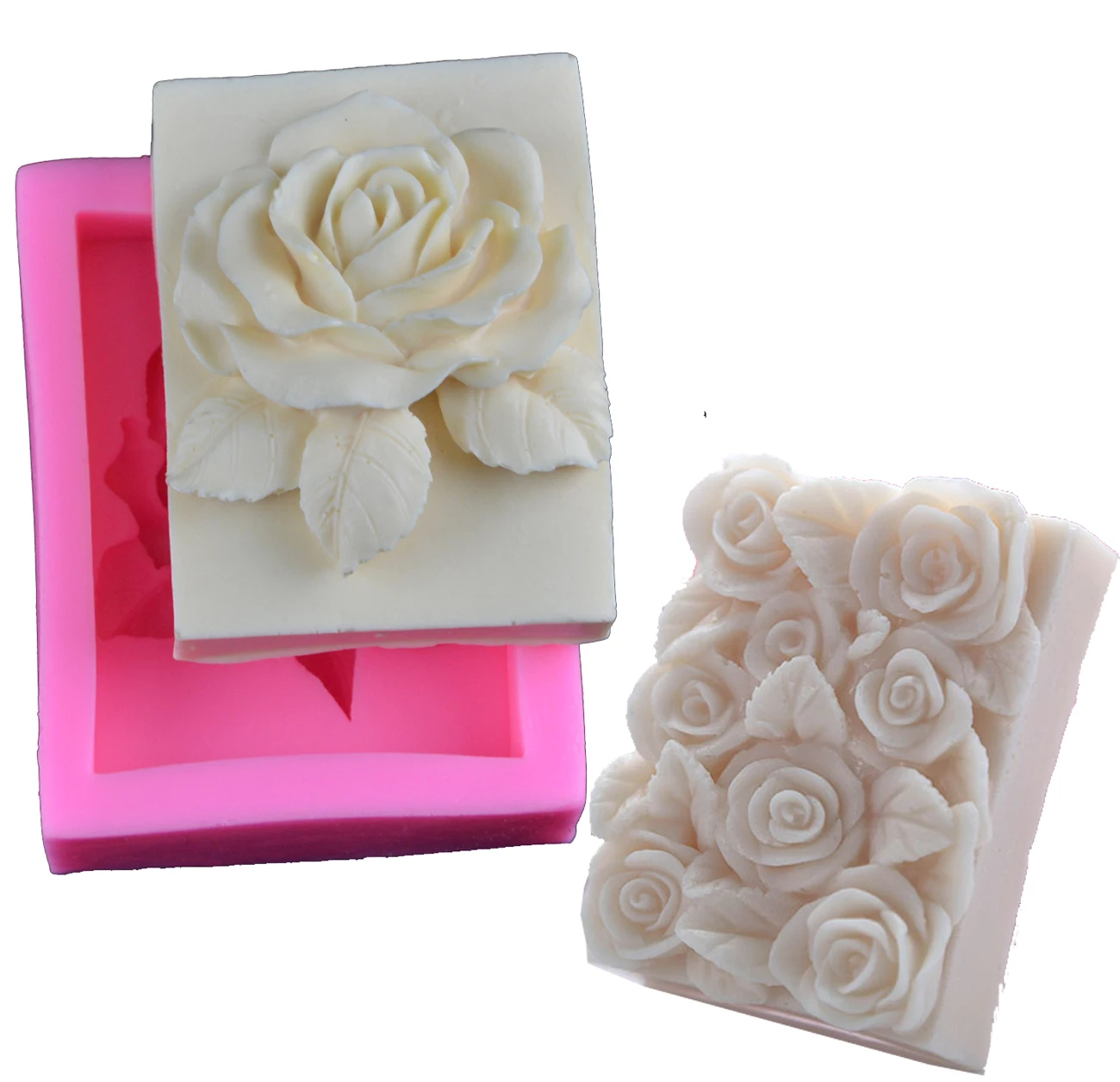 Прямоугольная силиконовая форма для мыла ручной работы в виде Розы инструмент