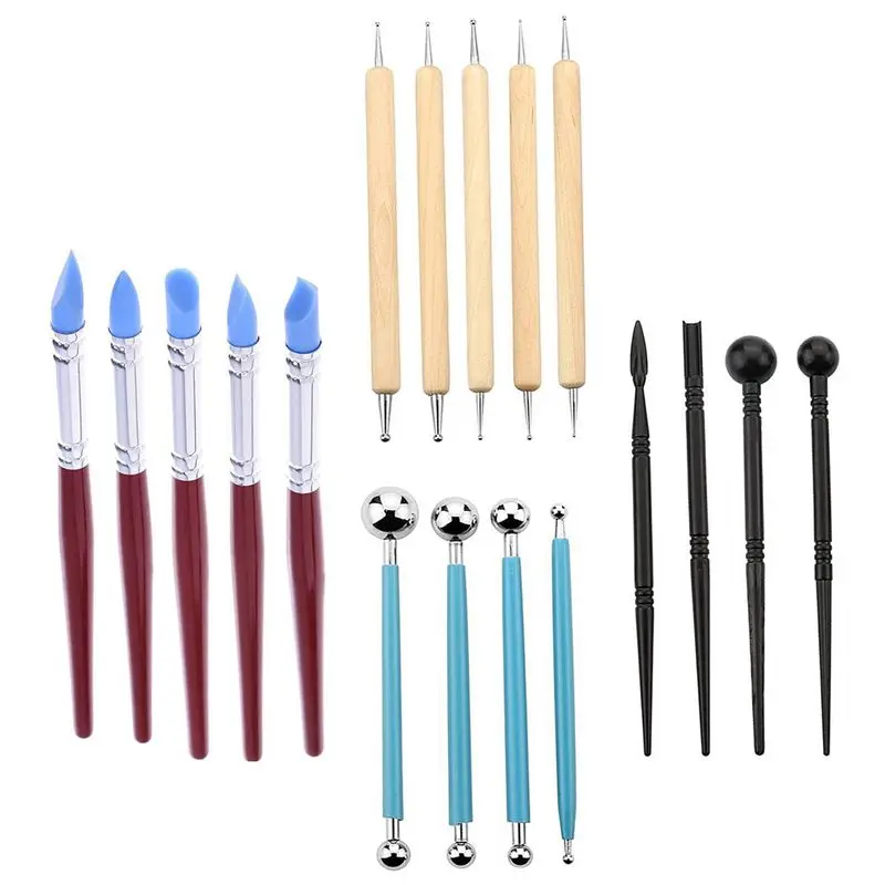 

Шариковый стилус Dotting Tools 18 шт глиняные Инструменты скульптура Моделирование Инструменты для ваяния и создания керамики Скульптура Пластик...