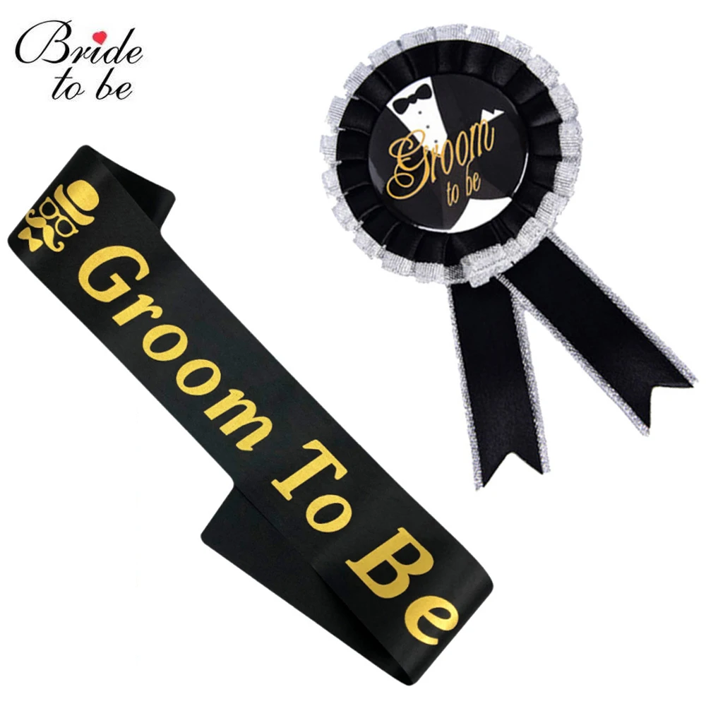 

Bridal Shower Bachelorette Party Supplies Fashion Bride to Be Badge Sash Set Hen Night Groom to Be Sashes Wedding Decorations