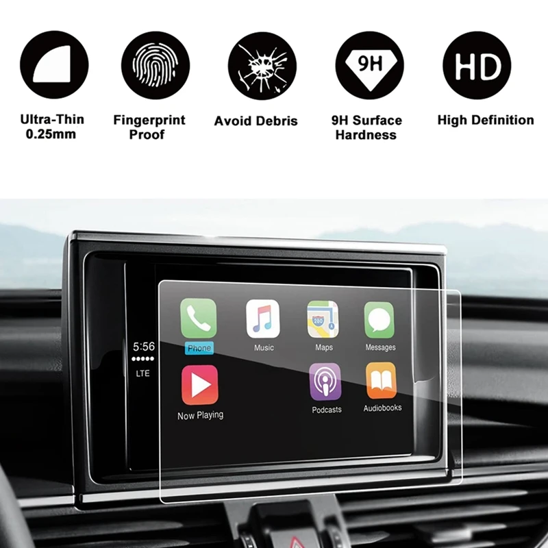 

For 2013-2018 A6 A7 A8 S6 S7 S8 C7 4G Car Navigation Contact Screen Display Tempered Glass Protector Film 169X100mm