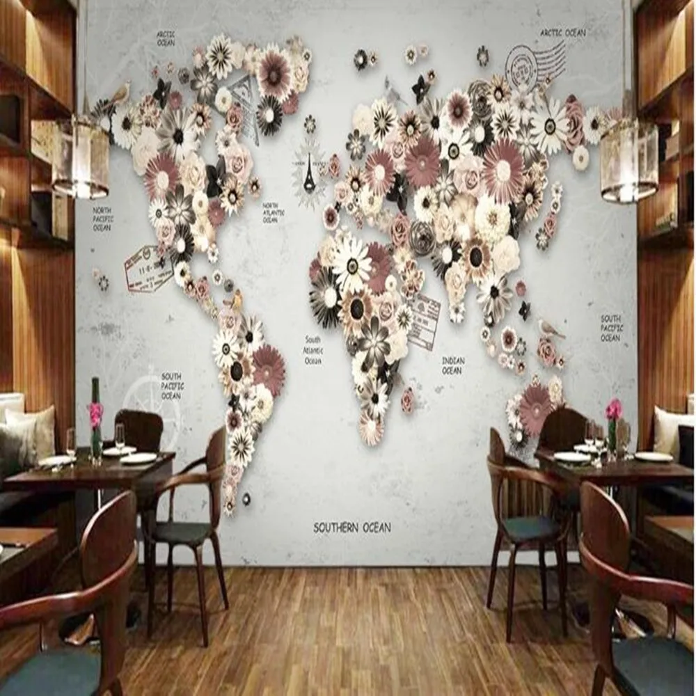 Milofi пользовательские 3D Карта мира кирпичная стена большой ТВ фон обои росписи |