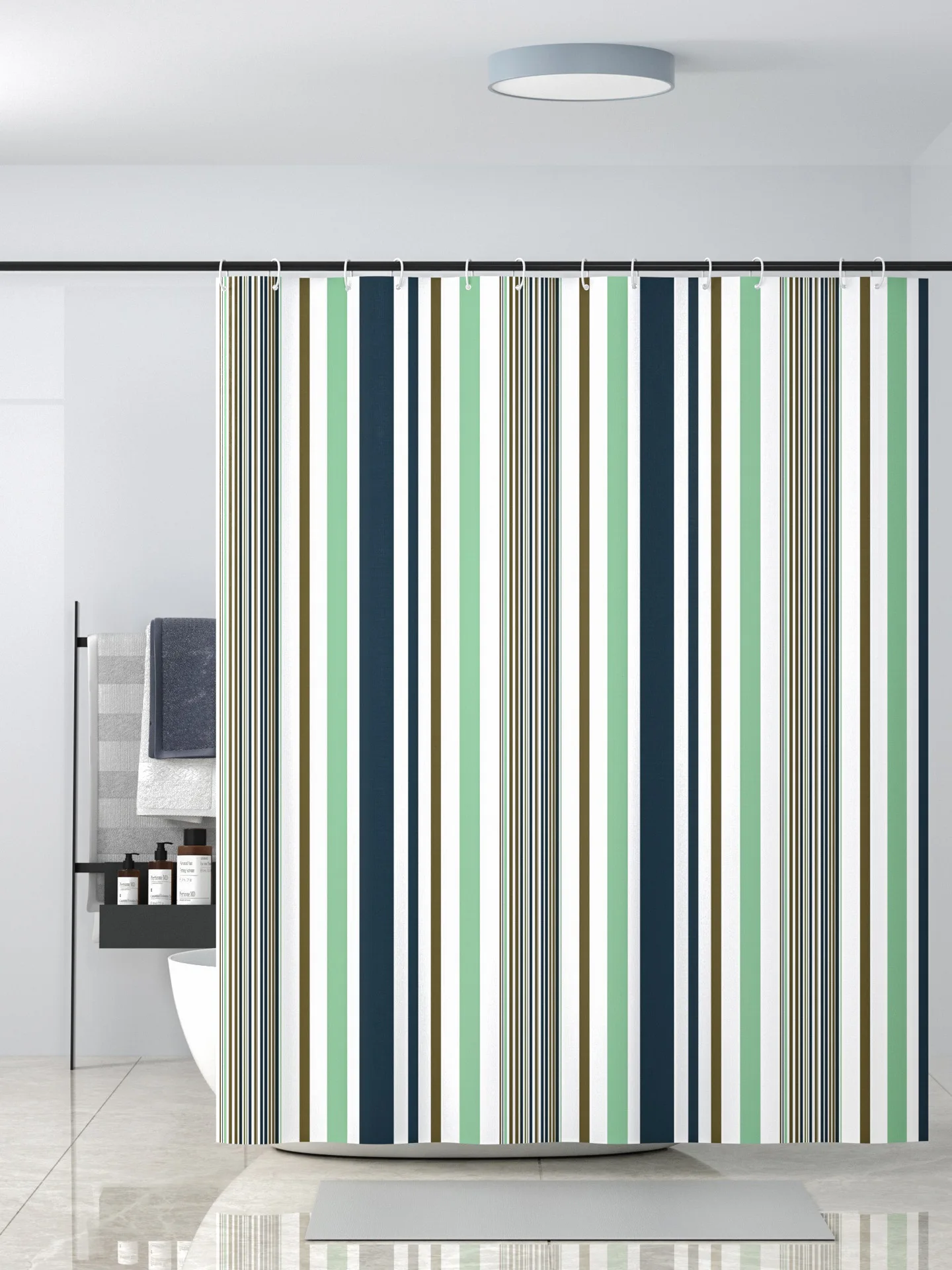 

Shower Curtain Chromatic stripe Bath Curtains Bathroom For Bathtub Bathing Cover Waterproof 12pcs Hooks Metal Grommets Polyester