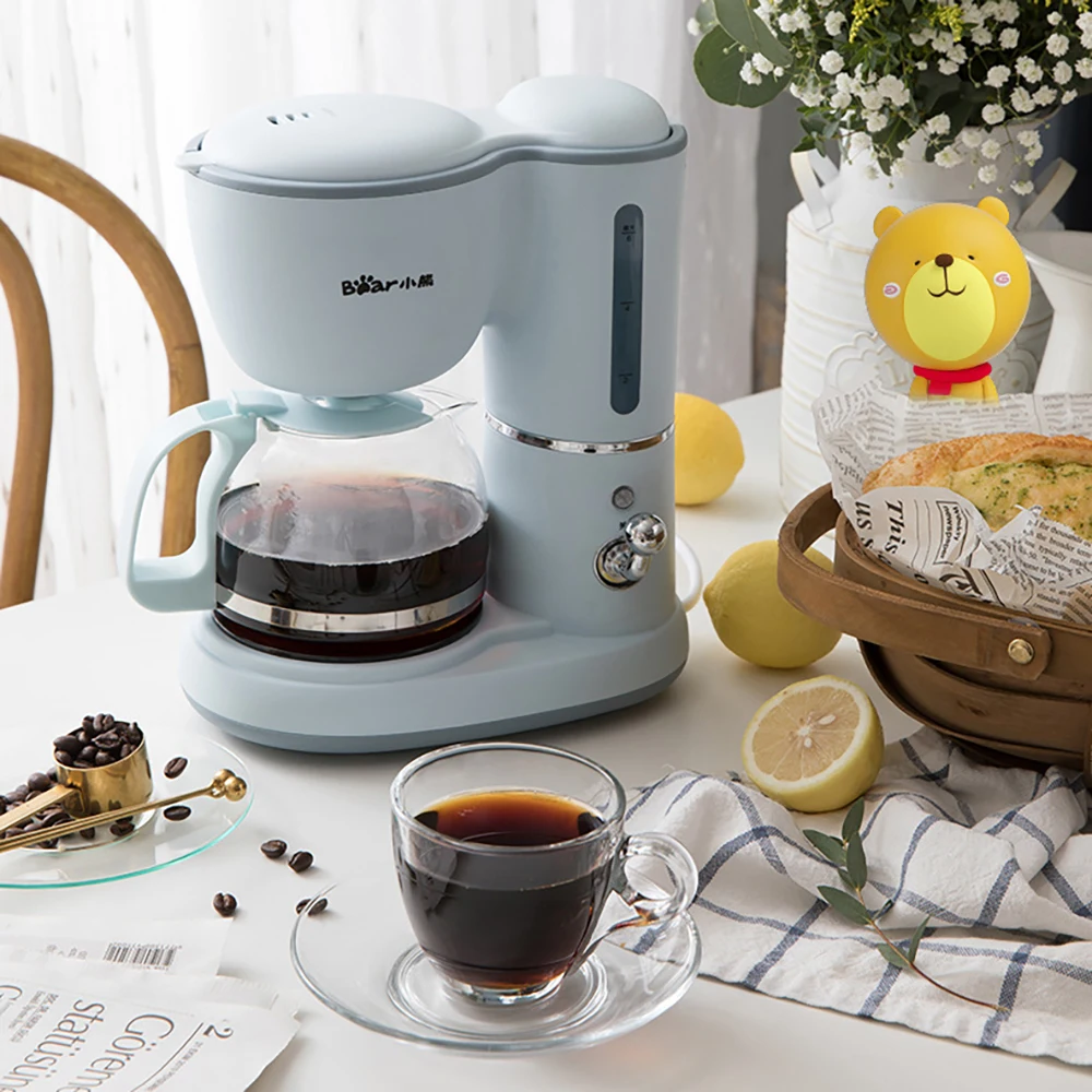 

Американская кофемашина Bear, домашний маленький автоматический мини-кофейник капельного типа, чайник для цветов, горячие напитки двойного н...