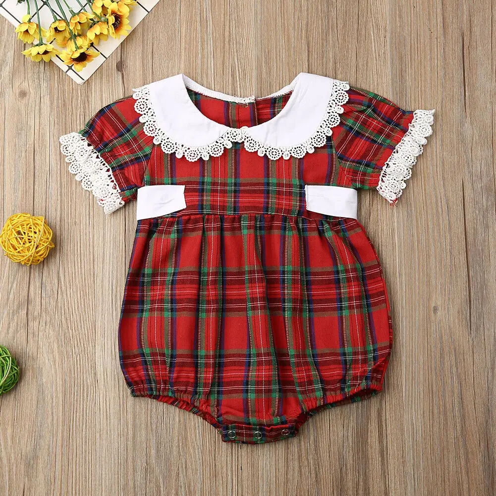 Рождественские подходящие детские комбинезоны в клетку для маленьких