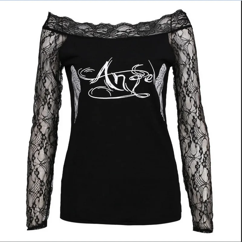 Женская кружевная блузка Shein Повседневная Свободная с длинными рукавами и