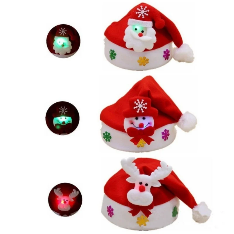 

Christmas Hat LED Light Up Snowman Elk Decoration Glow Party Headwear Decoration Supplies Kids Gift
