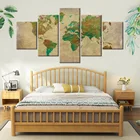 5 штук Ретро Настенная картина со стилизованной картой мира женская обувь из парусины с принтом HD печатает абстрактная плакат изображение офисный настенный Декор для дома