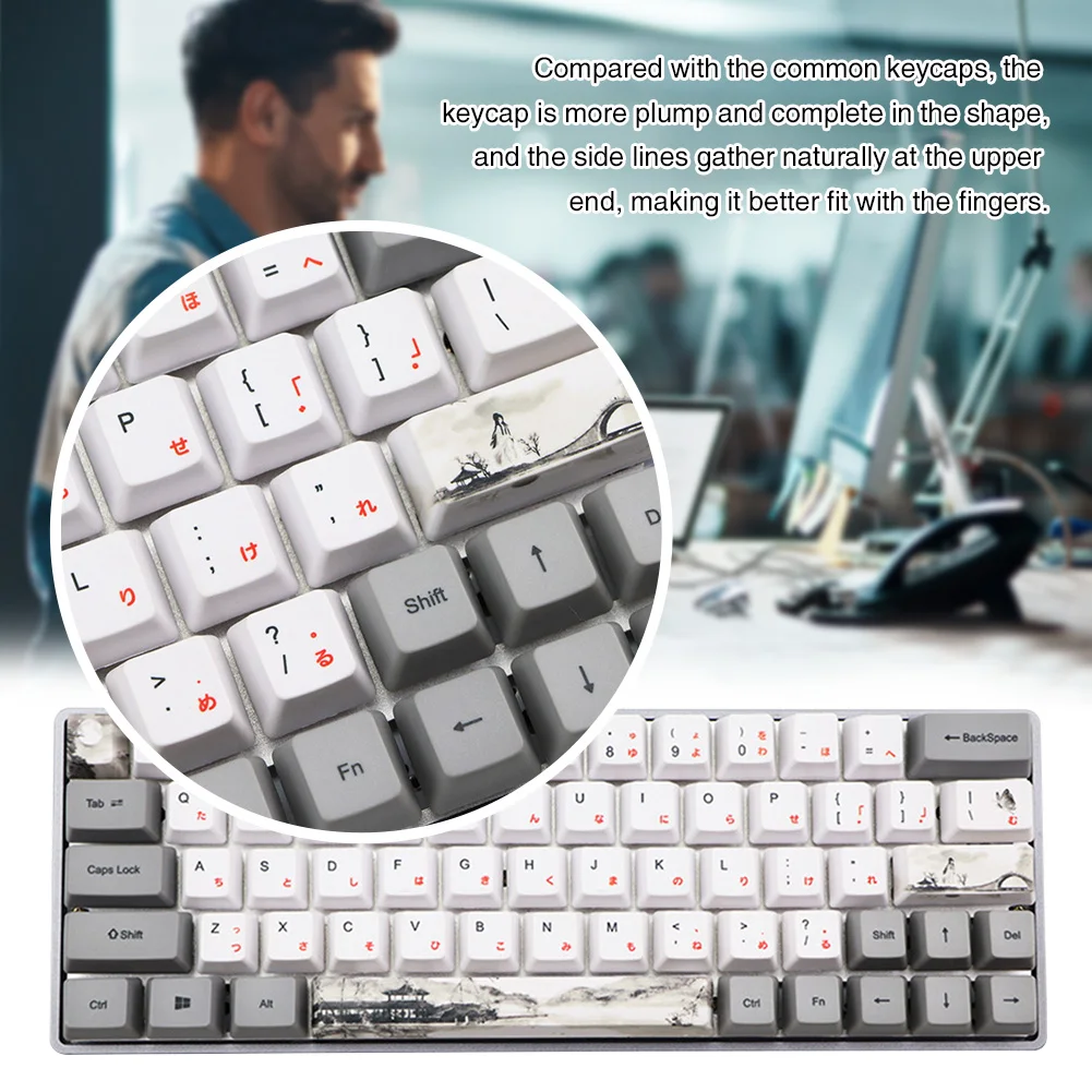 

73 Keys Replacement Parts PBT Mechanical Keyboard Caps Print Durable Home OEM Profile Retro Japanese Russian Gaming Desktop