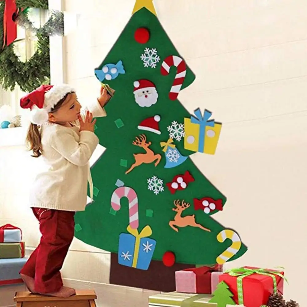 

Войлочная Рождественская елка «сделай сам», детские подарки, дверь рождественской елки, настенные украшения, Искусственная елка для дома 2021, настенное украшение