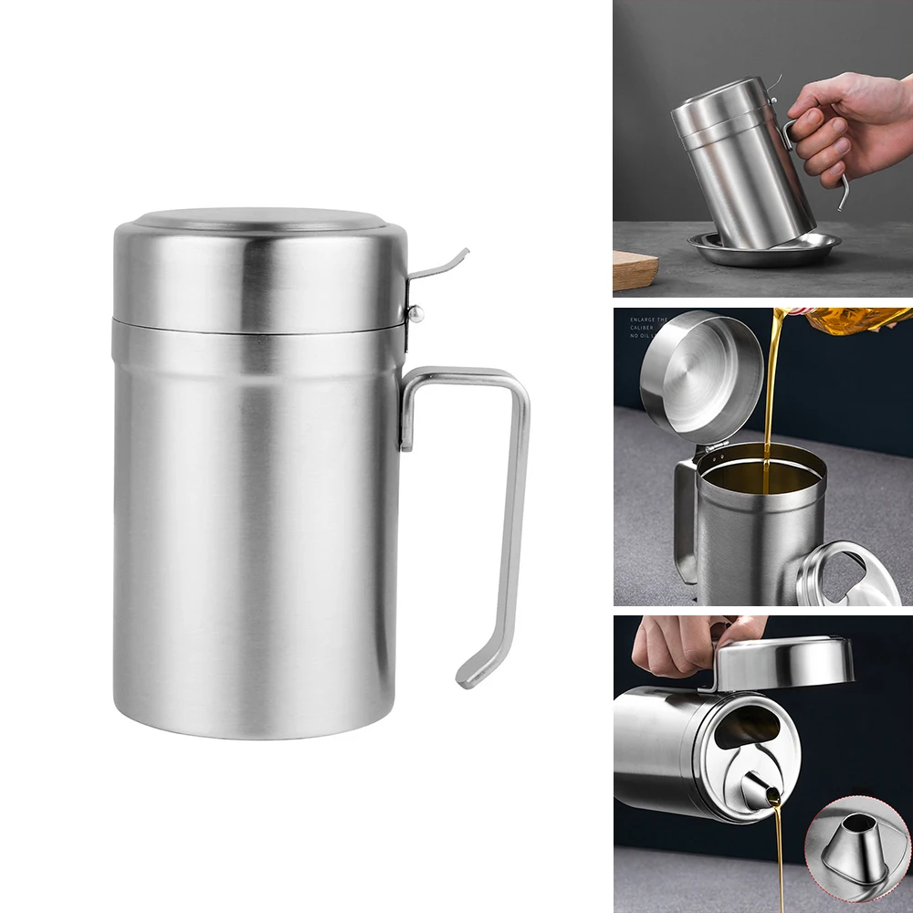 

Stainless Steel Durable Oil Pot Eco-Friendly Heat Resistant Safe Healthy Sturdy Leakage Prevention Olive Oil Dispenser Sauce Pot