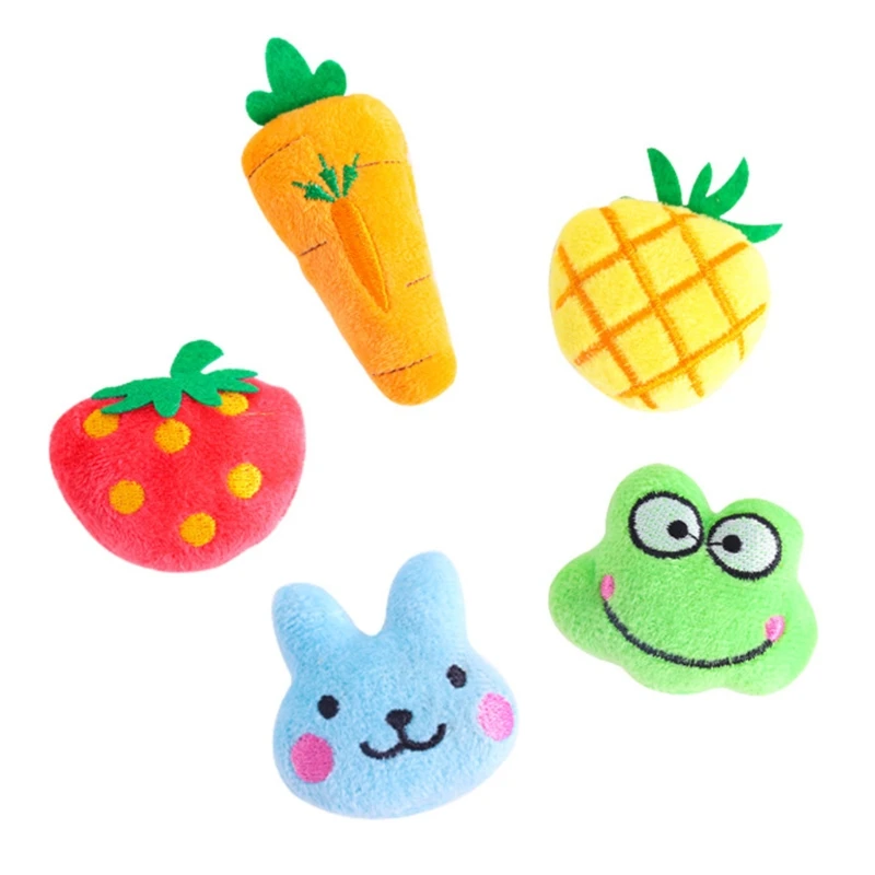 

5Pcs Interactive Plush Cat Toys Kitten Chewing Toys Cat Interactive Bite Resistant Chew Toy Kitten Entertaining Durable