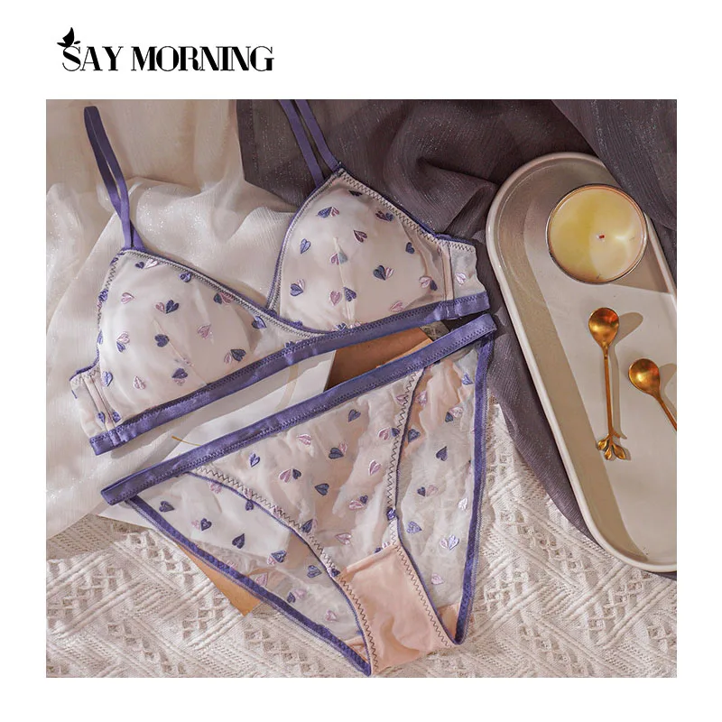 Комплект женского нижнего белья SAY MORNING бюстгальтер с вышивкой в виде сердца без