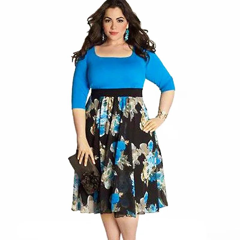 Wipalo для женщин Большие размеры Для с коротким рукавом платье миди цветочным