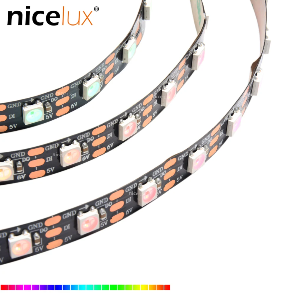 

1/3 /5meter Pixel Flex LED Strip 30/60/72/96/144 LEDs/m White / Black PCB Non-waterproof 5V Dream Color WS2812 Digital WS2812B