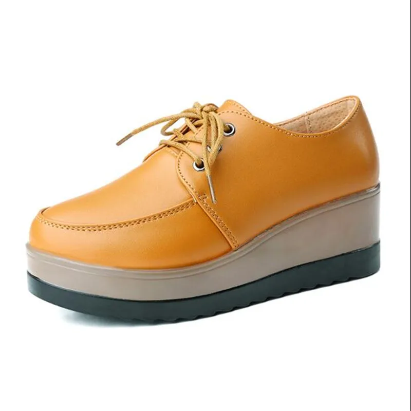 Кроссовки QIUBOSS женские из натуральной кожи на толстой подошве повседневные