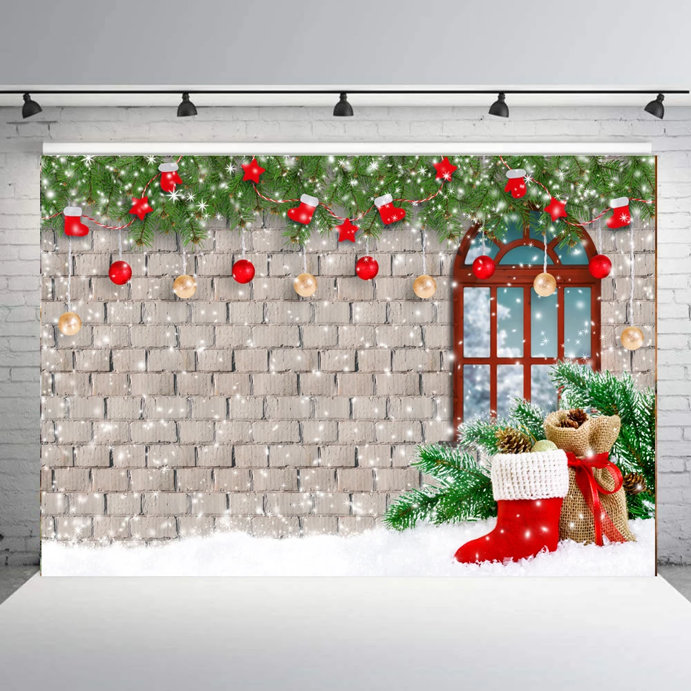 BEIPOTO Рождественские фоны для фотосъемки кирпичная стена зима снег Семья Дети