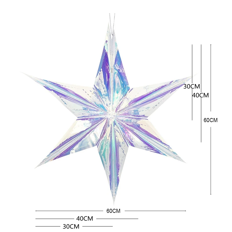 6PC/Lot Hanging Paper Star Lantern Christmas Ornaments Hexagon Wedding Decorations Mermaid Party New Year Home Decor | Дом и сад