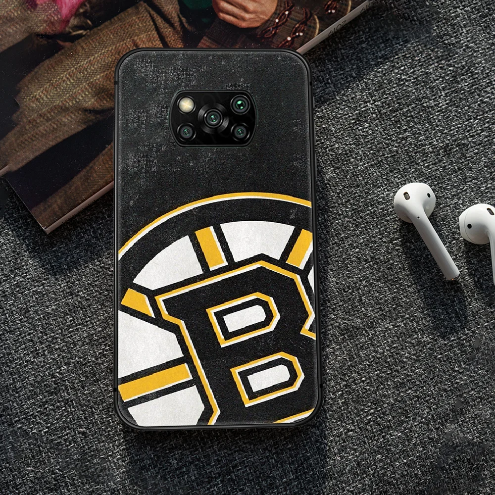 

Boston Bear Hockey team Phone case Cover Hull For Xiaomi Mi A2 A3 8 9 9T Note 10 Se Lite Pro black Back Trend Funda Soft