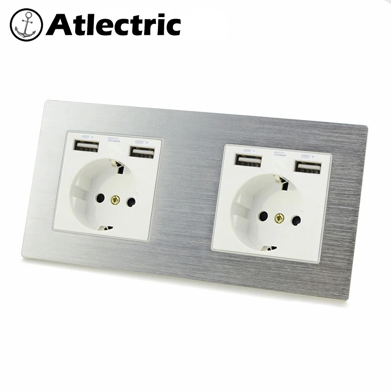 Atlectric европейская вилка разъем usb зарядный порт розетка для мобильного двойной тройной Четырехместный электрическая розетка переходник usb,разетка с usb для дома,розетки