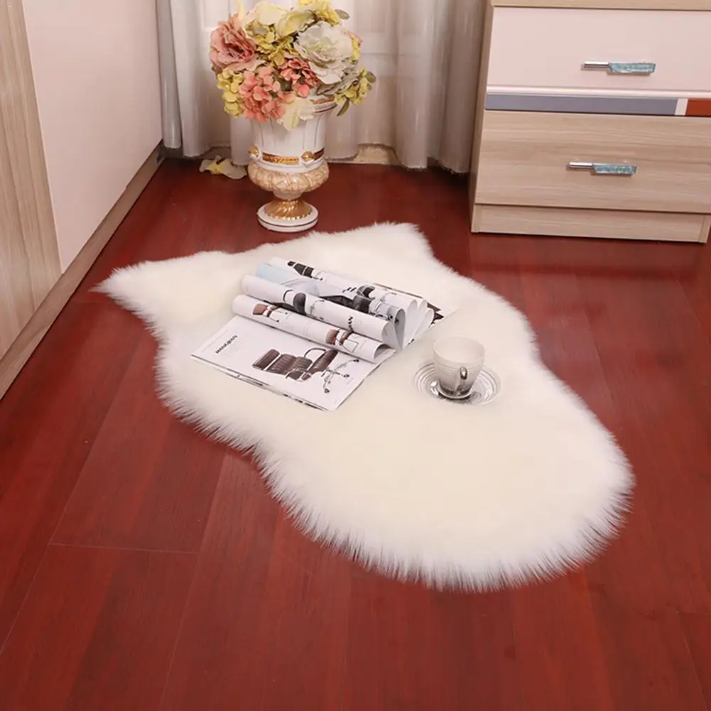 New Irregular Soft Faux Sheepskin Fur Chair Couch Cover Seat Pad White Area Rug for Bedroom Floor Sofa Living Room Tatami Mats | Дом и сад
