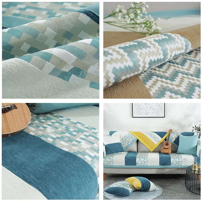 Новый Полосатый 1 шт уплотненный тканевый чехол для дивана из синели жаккардовое