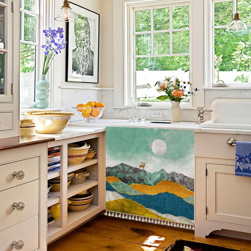 Кухня короткие Шторы шкафа пылезащитный декоративное покрытие с Ленточки шкаф