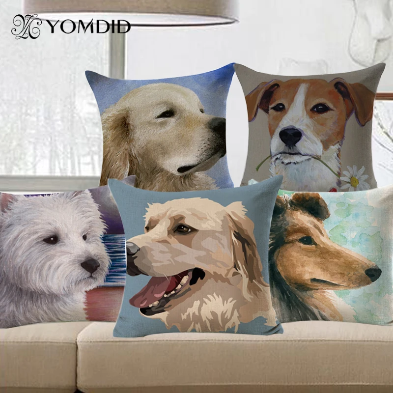 Наволочки с принтом милого мопса собаки льняные и Полиэстеровые декоративные