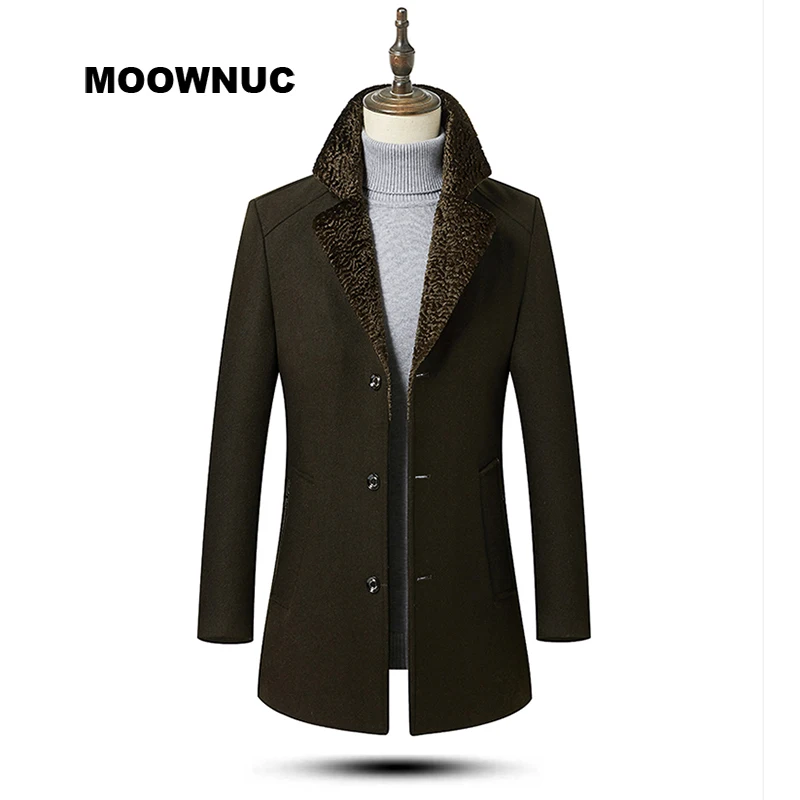 MOOWNUC мужские шерстяные пальто Новые однотонные высококачественные осень зима