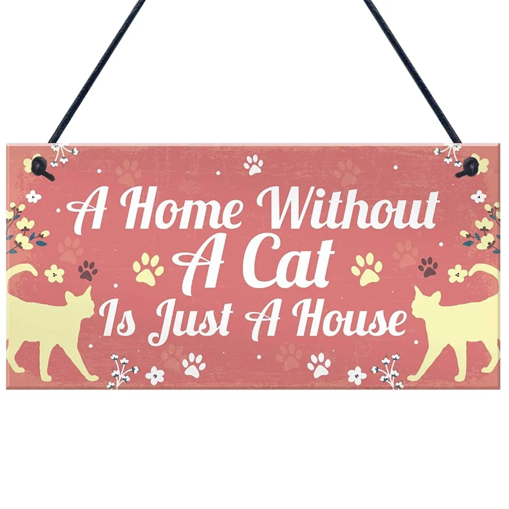 Милые таблички с кошками деревянные подвесные рисунком животных для украшения