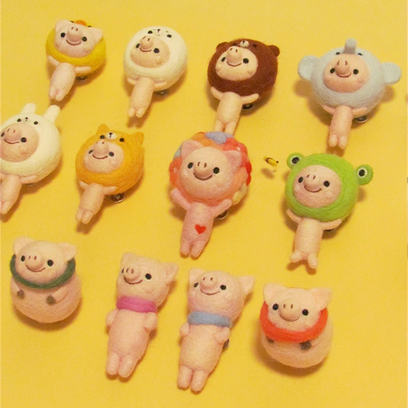 Lovely Pig Felt Toy DIY Craft Needle Felting Kit Wool Handmade Animal Christmas Cute Style Material Package | Дом и сад