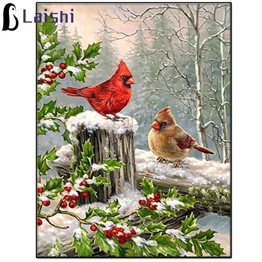 

NEW Diamond Painting Bird Home Decoration Cross Stitch Kit Handcraft Diamond Embroidery Full Square Drill Animal Winter Snow