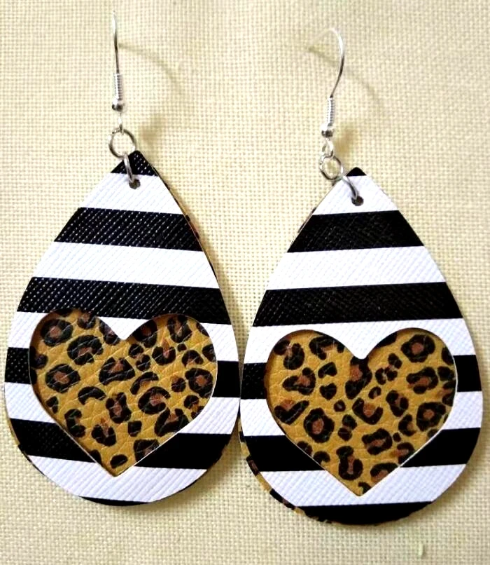 33 New Teardrop PU Leather Earrings Lightweight Leaf Petal Drop Earrings Valentines Day Gift For Women Girls - Окраска металла: 33