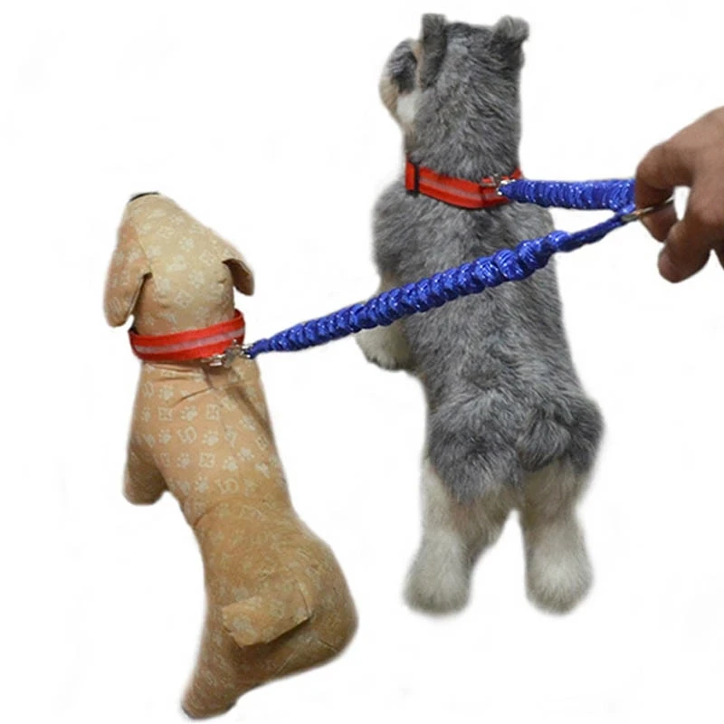 

Прогулки собаки нейлона сцепка Поводок Банджи поводок с двумя собаками для домашнего питомца, Аксессуары Эластичный собачий Портативный