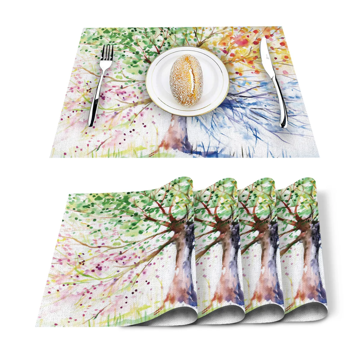 4 6 штук в партии комплект Коврики на стол красочное Дерево жизни с художественной