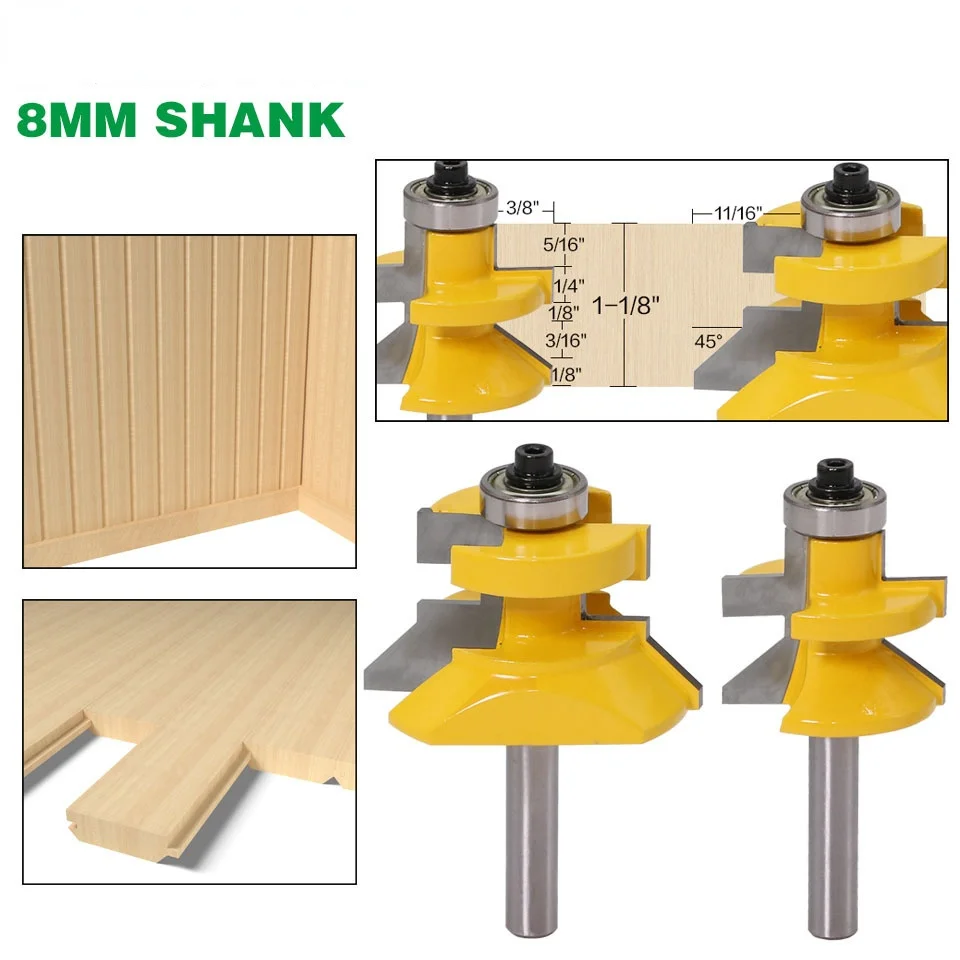 

Набор насадок для фрезы по дереву, комплект из 2 пазовых насадок 8 мм с хвостовиком