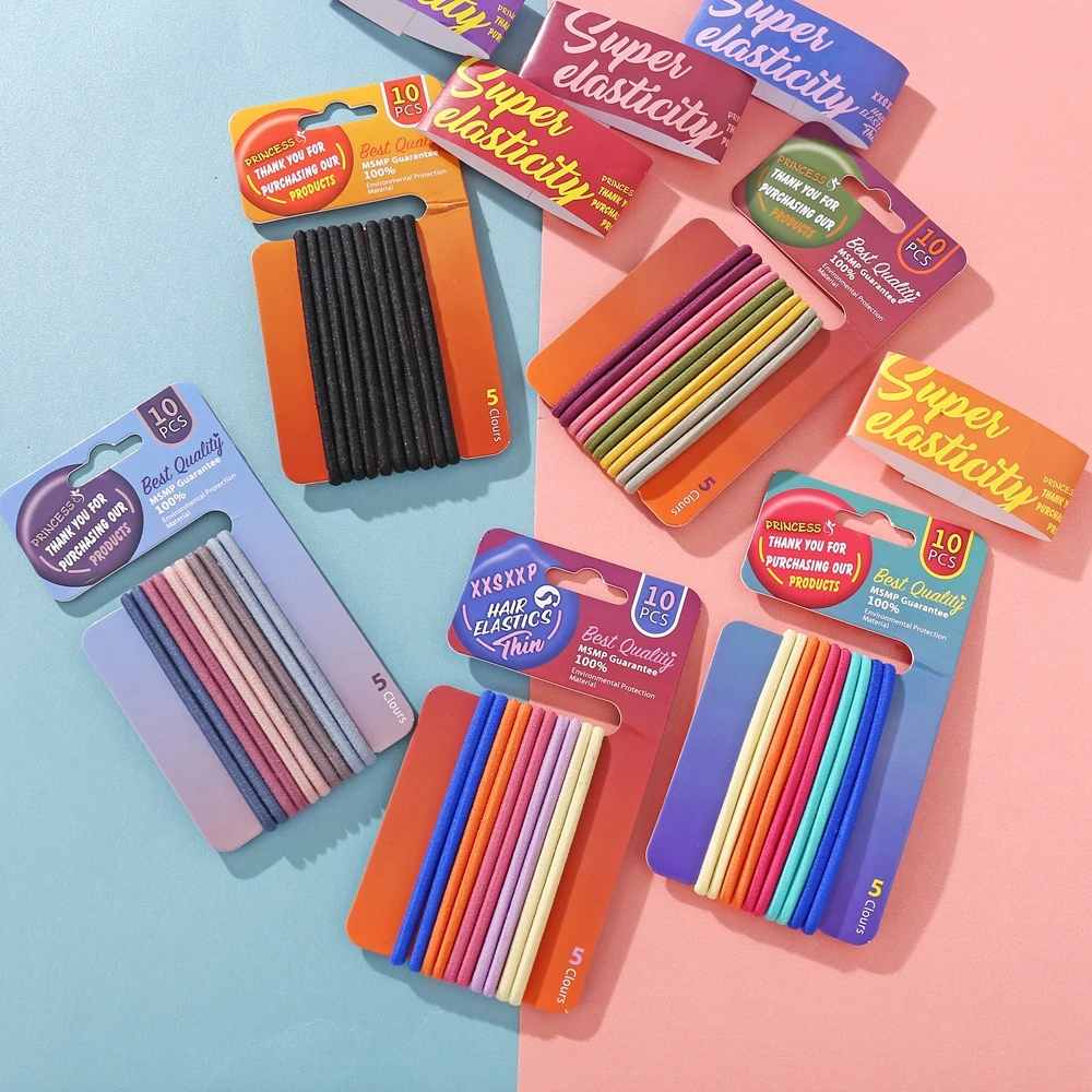 

New 10Pc/Set Candy Color Rope Elastic Rubber Band For Women Girls Ponytail Holder Headband Scrunchie Hair Accessories Headwear