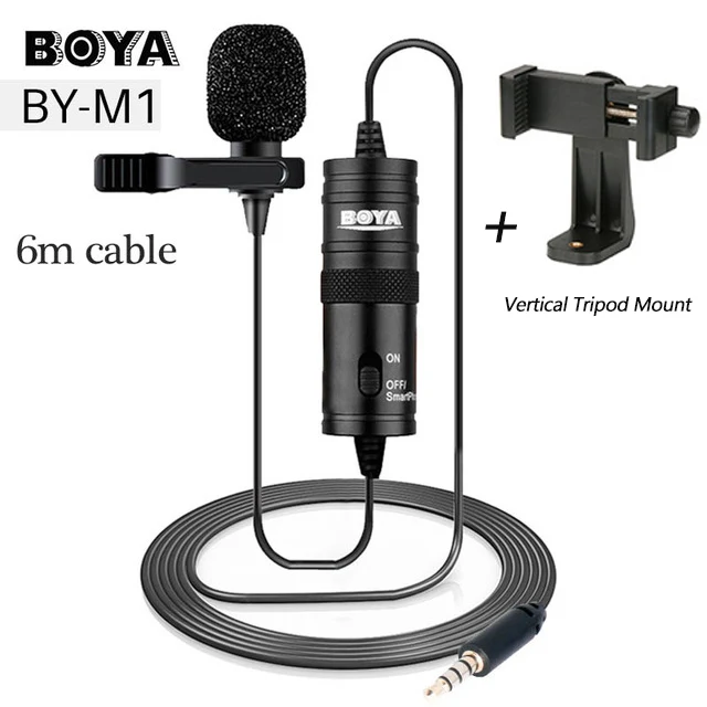 BOYA BY-M1 клип на петличный микрофон Conensor микрофон Vlog Настройка для телефонов DSLR Youtube DJI 3,5 мм адаптер Osmo карманные аксессуары - Цвет: add tripod mount