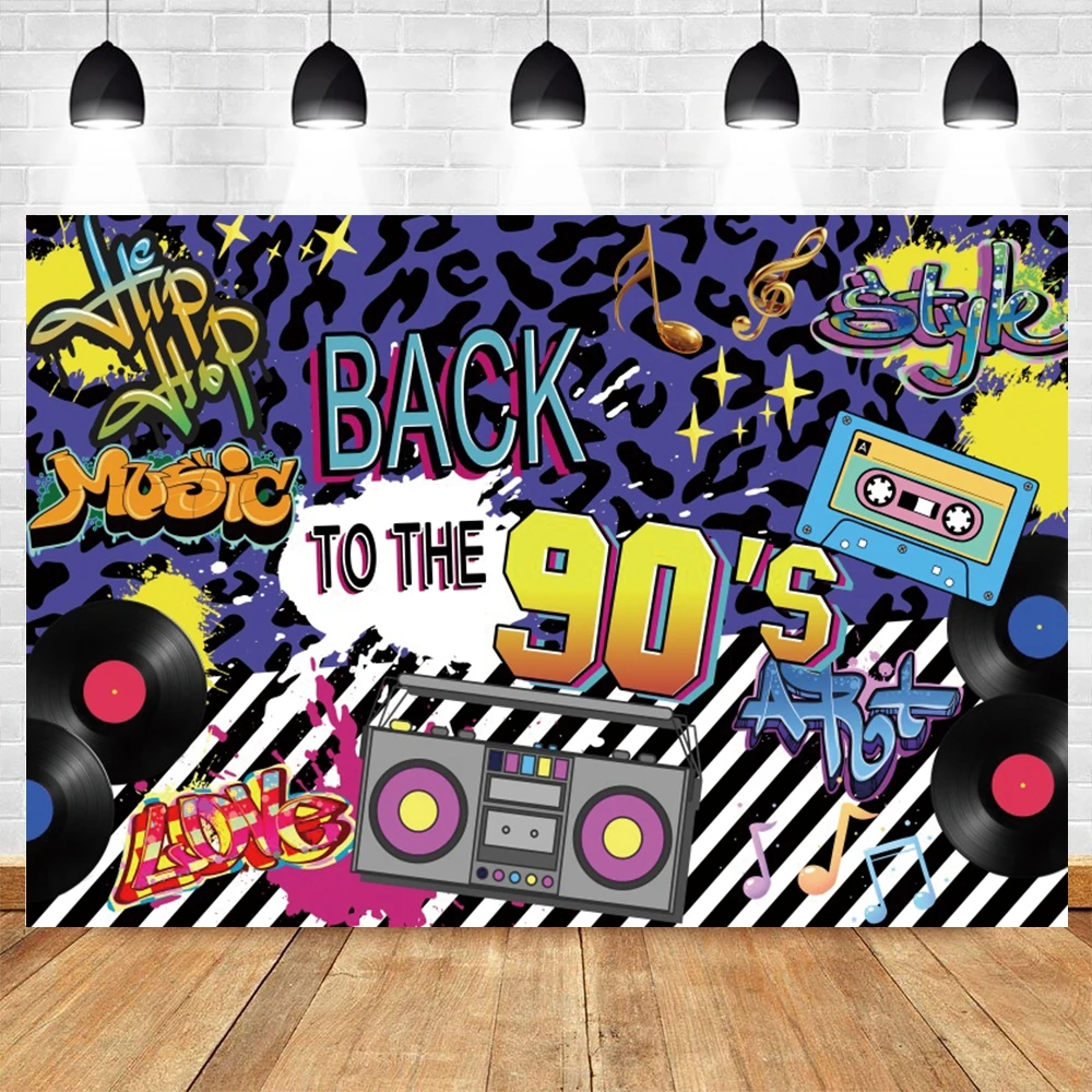 

Back To The 90's Hip Hop Music Party Photography Backdrop Photocall Background Adult Birthday Decoration Photophone Photo Studio