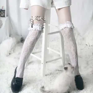 Gothic Girl JK Uniform Gothic Lolita Lace Socks Knee Rivet Leg Ring Maid Cosplay Accessory Kawaii Vintage Hollow Stocking