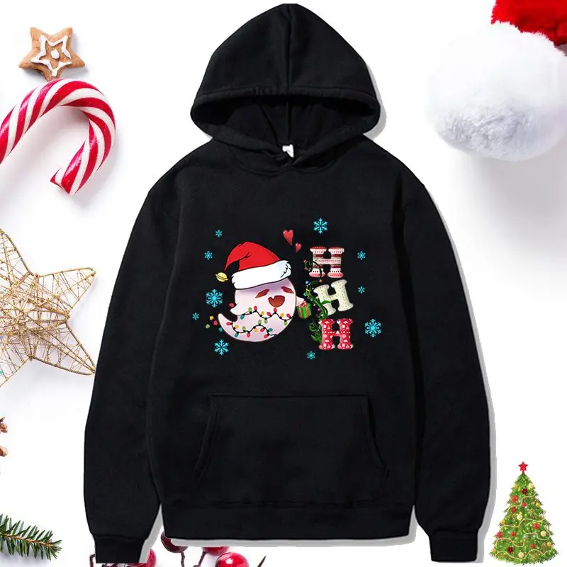 

Новинка 2021, худи с надписью "Merry Christmas", Толстовка Оверсайз, худи Genshin Impact Ghost Kawaii с милым принтом, повседневные толстовки Genshin Impact