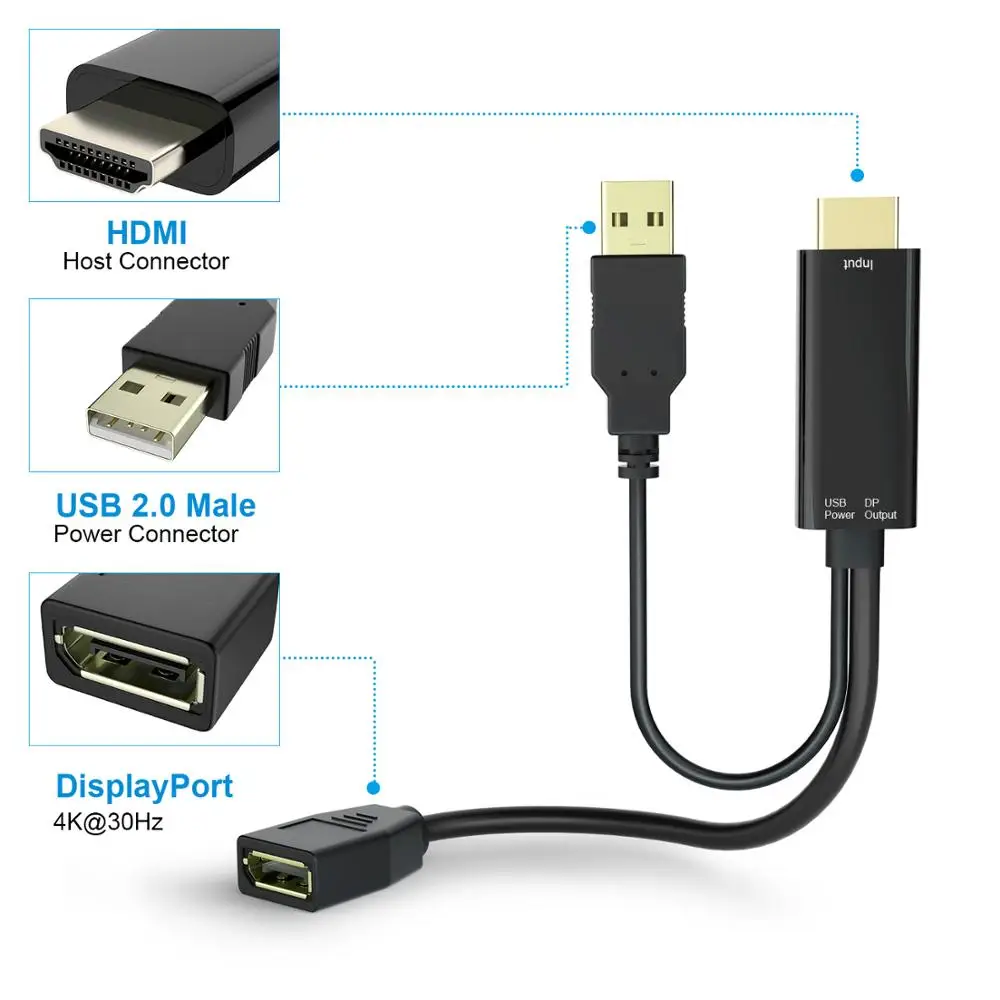 HDMI Удлинительный кабель 3840x2160 UHD 4K HDMI1.4 Мужской к DisplayPort Женский Кабель-адаптер с