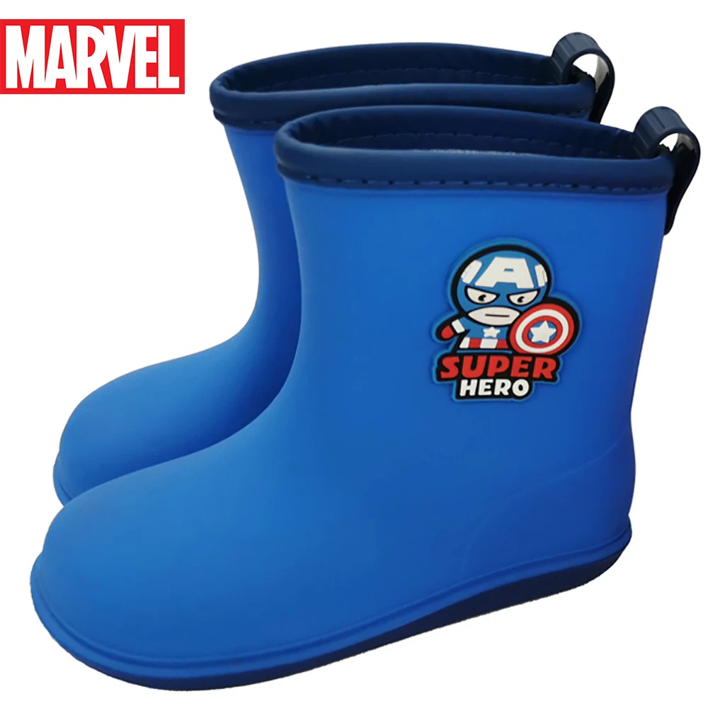Marvel Children's Middle Rain Boots For Boys Light Iron Man Captain America Print Casual Shoes Kids Fashion Non-slip Rain Boot